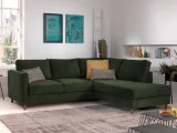 LISA DESIGN Canapé d'angle droit convertible 5 places Velours côtelé Vert