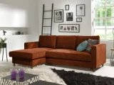 LISA DESIGN Canapé d'angle gauche convertible 4 places Velours côtelé Rouille