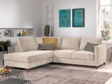 BEST MOBILIER Canapé d'angle gauche convertible 5 places Velours côtelé Beige