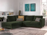 LISA DESIGN Canapé d'angle gauche convertible 5 places Velours côtelé Vert