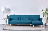 CONCEPT USINE Canapé d'angle réversible et convertible 4 places en tissu bleu canar