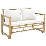 VIDAXL Canapé De Jardin À 2 Places Avec Coussins Bambou