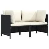 VIDAXL Canapé de jardin à 2 places avec coussins Noir Résine tressée - Noir
