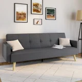 IDMARKET Canapé droit 3 places LARS convertible gris scandinave - Gris