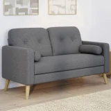 IDMARKET Canapé droit scandinave 2 places CLAIRE en tissu gris anthracite