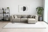 CONCEPT USINE Canapé modulable 3 places + 1 pouf MONROE en velours côtelé gris clair