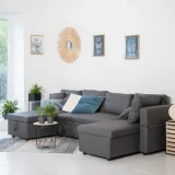 HAPPY GARDEN Canapé panoramique convertible simili scott 4 places gris - Gris