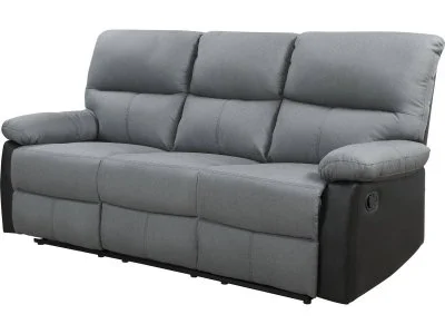 Canapé relax ""Lincoln"" - 197 x 89 x 103 cm - 3 places - Noir / Gris foncé