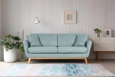 Canapé scandinave 3 places et 2 coussins vert d'eau hoga - Vert d'eau