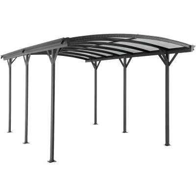 Carport pergola simple autoportant en aluminium - 1 voiture - 15,15 m² - Gris anthracite - baresa