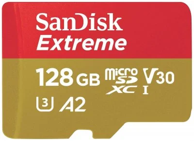 Carte mémoire micro SD SanDisk Extreme UHS-I 128 Go avec adaptateur microSDXC vers SD
