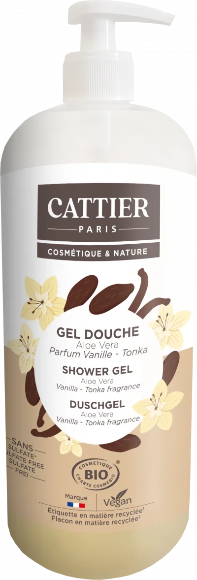 Cattier - Gel douche sans sulfate Parfum Vanille - Tonka 1L