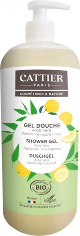 CATTIER Gel Douche Thé Matcha Yuzu Bio 1L