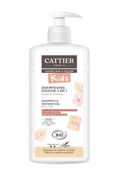 Cattier Kids Shampoing Douche 2 en 1 Fleur de Guimauve Bio 500ml
