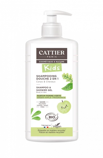 Cattier Kids Shampoing Douche 2 en 1 Pomme Verte Bio 500ml