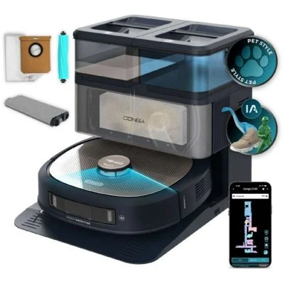 Cecotec Conga Z100 Robot aspirateur spécialisé dans le lavage avec technologie AI LaserEye