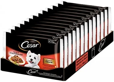 Cesar sachets fraîcheur en sauce - 2 variétés - pour chien adulte - 4 x 100 g (x13)