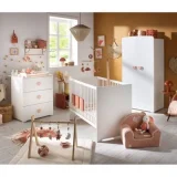 BABY PRICE Chambre bébé trio Basic coeur: lit 120x60, commode à langer et armoire - Babyprice - Blanc