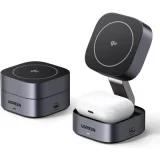 UGREEN Chargeur Inductif Qi2 2 en 1 W702 Pour iPhone, AirPods, 15W (Gris)