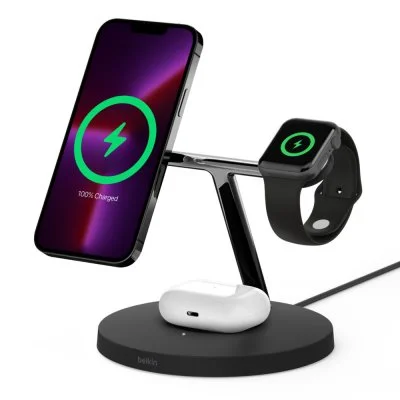 Chargeur sans fil Belkin 3 en 1 MagSafe Boost Charge Pro 15 W Noir