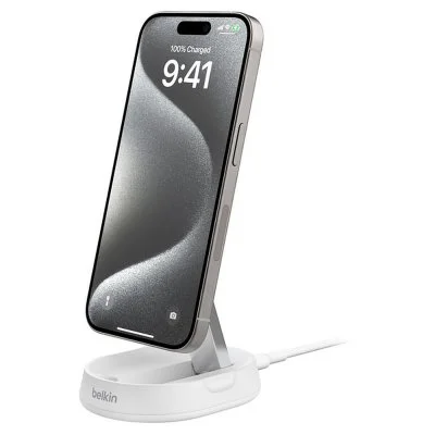 Chargeur sans fil Qi2 (15 W) pliable - Belkin BoostCharge Pro - Blanc