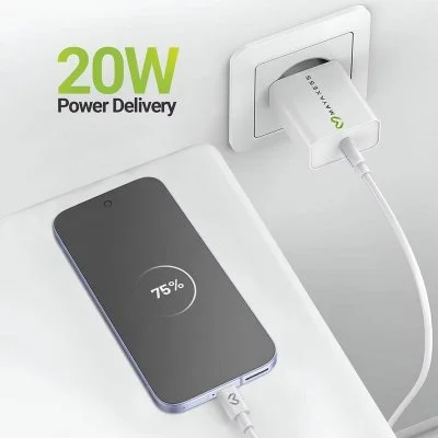 Chargeur Secteur Pour Pixel 9a 20w + Câble Usb-c 1m Blanc Mayaxess