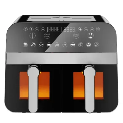 Comfy Nest Friteuse à air CNAFD45WB 2400W avec double panier et fenêtre - Gris et Noir