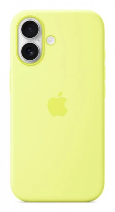 Coque Apple en silicone avec MagSafe jaune fluo pour iPhone 17