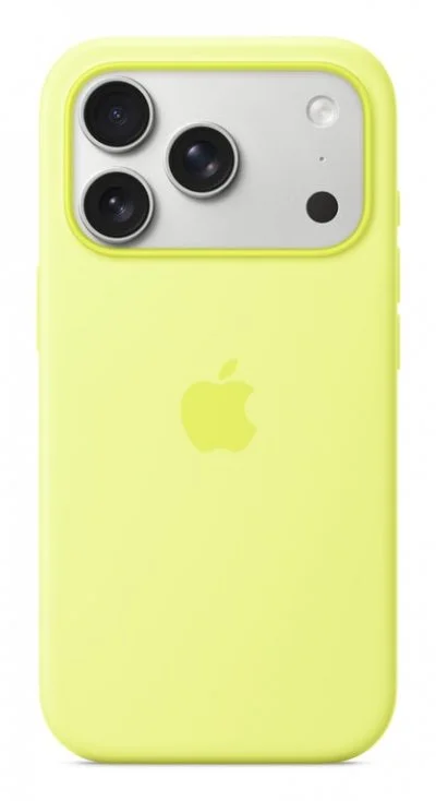 Coque Apple en silicone avec MagSafe jaune fluo pour iPhone 17 Pro