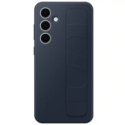 Coque en silicone avec lanière pour Samsung Galaxy S24 FE Bleu foncé