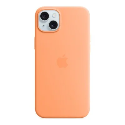 Coque en silicone avec MagSafe pour iPhone 15 Plus Sorbet à l'orange
