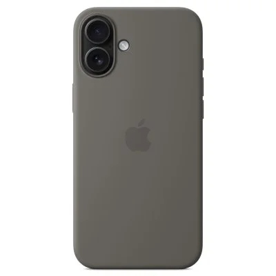 Coque en silicone avec MagSafe pour iPhone 16 Plus Gris minéral