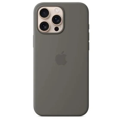 Coque en silicone avec MagSafe pour iPhone 16 Pro Max Gris minéral