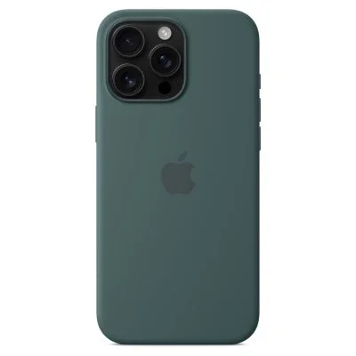 Coque en silicone avec MagSafe pour iPhone 16 Pro Max Vert lacustre