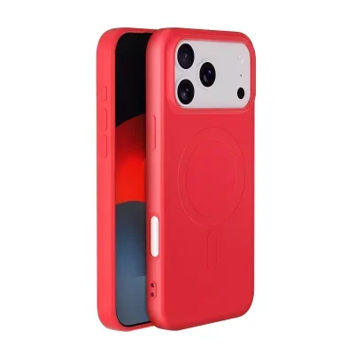 Coque MagSafe pour iPhone 17 Pro Max Silicone Rouge Bigben - Neuf
