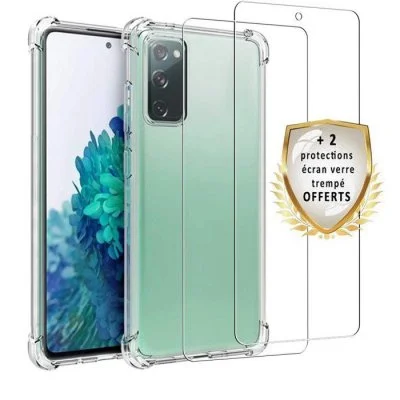 Coque pour Samsung Galaxy S20 FE Antichoc Silicone + 2 Vitres en verre trempé []