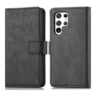 Coque pour Samsung Galaxy S22 Ultra Similicuir Noir