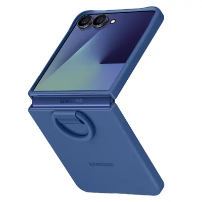 Coque silicone bleu marine avec anneau pour Samsung Galaxy Z Flip7