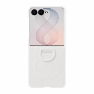 Coque Silicone Magnet Cover Ring Samsung Galaxy Z Flip 8 - White