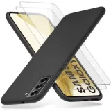 LITTLE BOUTIK Coque Silicone Noir + 2 Verres Trempes Pour Samsung Galaxy S22 5G