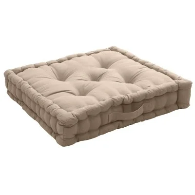 Coussin de Sol 50 x 50 x 10 cm lola 100% coton - beige naturel