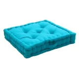 HOMEMAISON Coussin de Sol 50 x 50 x 10 cm lola 100% coton - bleu turquoise