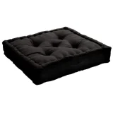 HOMEMAISON Coussin de sol uni en pur coton - Noir - 50 x 50 x 10 cm