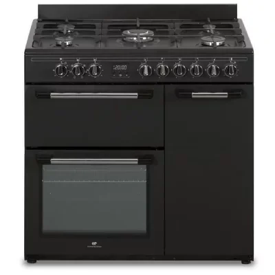 Cuisiniere piano gaz 3 fours électriques cecp903fb - 5 feux - noir - largeur 90 cm