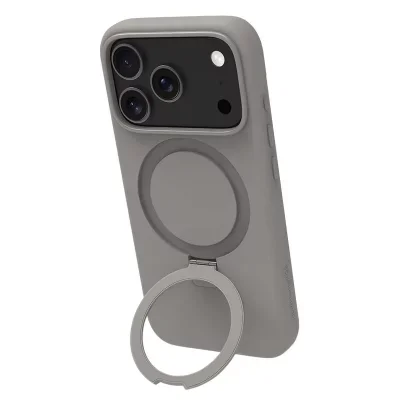 DBRAMANTE1928 Coque MagSafe pour iPhone 17 Pro Roskilde Kickstand avec Anneau Support Gris