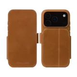 DBRAMANTE1928 Étui Folio pour iPhone 17 Pro en Slim Cuir Copenhagen avec Porte-Cartes Marron