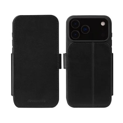DBRAMANTE1928 Étui Folio pour iPhone 17 Pro Max en Slim Cuir Copenhagen avec Porte-Cartes Noir