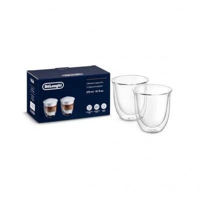 Delonghi Acier inoxydable 5513214601Pack de 2 Verre à cappuccino isolé