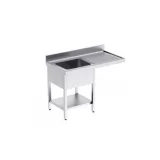 DISTFORM Plonge 1 Bac avec Etagère et Passage pour Lave-Vaisselle à Droite - L 1200 x P 700 mm