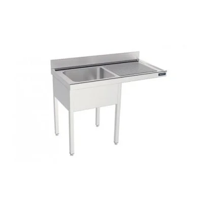 Distform Plonge 1 Bac avec Passage pour Lave-Vaisselle à Gauche - L 1400 x P 600 mm